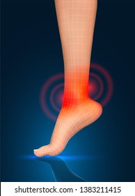 vector human foot.red spots of pain. ready element for medicine and orthopedics
