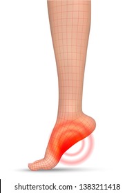 vector human foot.red spots of pain. ready element for medicine and orthopedics