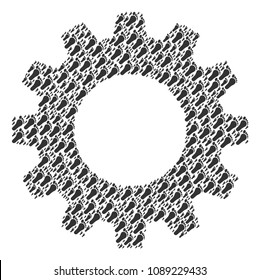 Vector human footprint icons are formed into gear composition. Mechanics design concept constructed from human footprint objects.