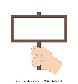 Vector of Human Hand Holding a Blank Protest Banner. Protest. Blank Hoarding, Manifesting Activists Demonstrating Empty Signs. Political Revolution.