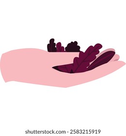 Vector human hand holding plant leaf icon