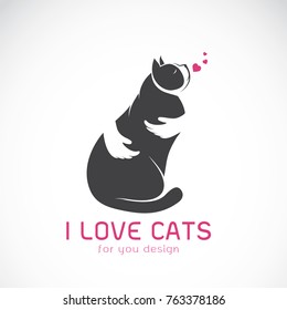 Vector of human hand that hugs the cat on white background. Pet Animal. Cat Icon.