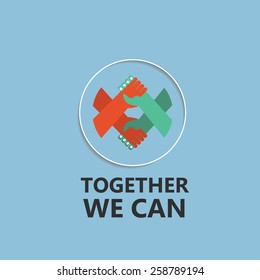 vector of human hands holding together concept of togetherness 