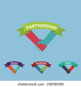 vector of human handshake, concept of togetherness, help or partnership in business.