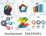 Vector human head, pencil, businessman and other elements for infographic. Template for diagram, graph, presentation and chart. Business concept with 3, 4 and 5 options, parts, steps or processes.