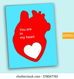 Vector human heart with standart heart inside. Can be used for postcards decorations for Valentine's day.