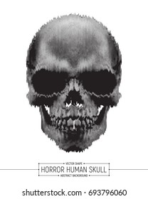 Vector Human Horror Skull Art Illustration Isolated on White Background