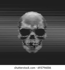 Vector Human Horror Skull Digital Glitch Art Illustration