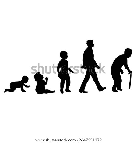  Vector Human Life Cycle Silhouette – From Baby to Old Age Illustration