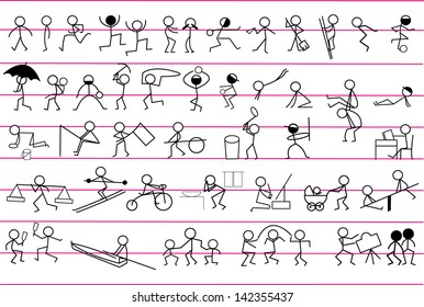 Vector human line drawing on sketch book