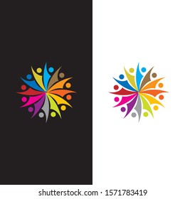 Vector human logo, group of people colorful icon, teamwork, business, group, society design