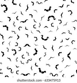 Vector Human Male Hairy Mustache Silhouettes Seamless Pattern on White Background