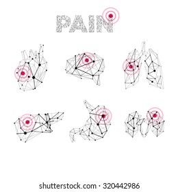 Vector human medical polygonal lines anatomy pain abstract illustration