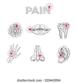 Vector human medical polygonal lines anatomy pain abstract illustration