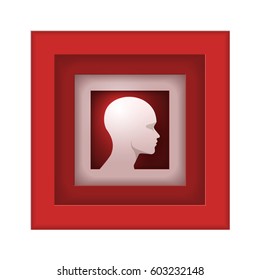 Vector human mind concept paper art style illustration with nested squares. Elements are layered separately in vector file.