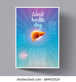Infografía de órganos humanos vectores: Folleto del Día Mundial de la Hepatitis, Folleto, Carteles, Invitación, Folleto. Ilustración vectorial. Plantilla de diseño médico