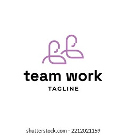 Vector human resources logo design template. Linear creative team work illustration. HR logotype with people icon. Conceptual recruit sign idea