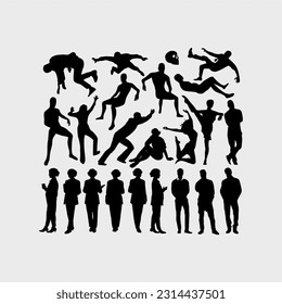 Vector Human Silhouettes, people shapes, vector poster elements, icon pack, vector poses, vector body shapes