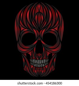 Vector human skull with bloody patterns in the form of muscle. Halloween 2016