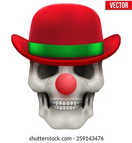 Vector Human skull clown. Front view. Illustration isolated on background