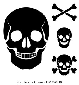 Vector human skull cross bones symbol