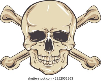 Vector human skull. . death shirt design Pirate emblem concept. halloween concept