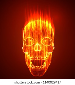 vector. human skull. dots and points.