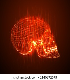 vector. human skull. dots and points.