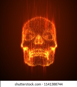 vector. human skull. dots and points.