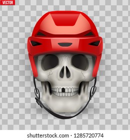 Vector Human skull with ice hockey helmet. Illustration on isolated transparent background