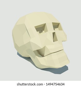Vector human skull. Illustration for Halloween. Low poly 3d vector illustration.