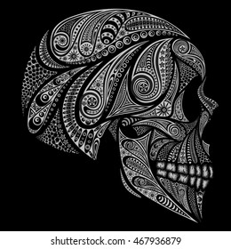 Vector human skull on a black background