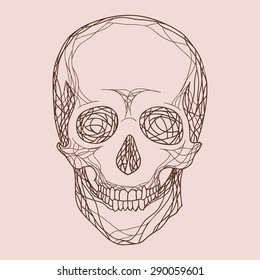 Vector human skull in profile doodle style