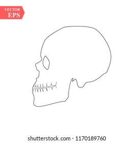 Vector human skull side view silhouette. eps10
