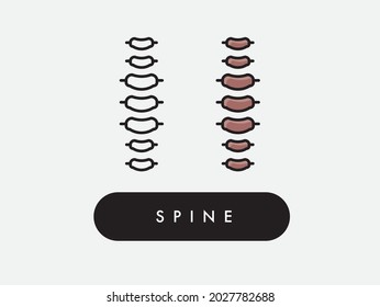 Ilustración de ícono aislado de columna vertebral humana