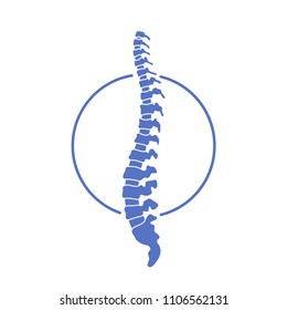 Vector human spine isolated silhouette illustration. Spine pain medical clinic, institute, orthopedic therapy diagnostic center, surgery logo element. Spinal icon symbol design. Concept of scoliosis