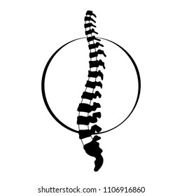 Vector human spine isolated silhouette illustration. Spine pain medical clinic, institute, orthopedic therapy diagnostic center, surgery logo element. Spinal icon symbol design. Concept of scoliosis