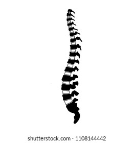 Vector human spine isolated silhouette illustration. Spine pain medical clinic, institute, orthopedic therapy diagnostic center, surgery logo element. Spinal icon symbol design. Concept of scoliosis