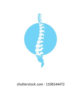 Vector human spine isolated silhouette illustration. Spine pain medical center, clinic, institute, rehabilitation, diagnostic, surgery logo element. Spinal icon symbol design. Concept of scoliosis