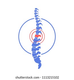 Vector human spine isolated silhouette illustration. Spine pain medical center, clinic, institute, rehabilitation, diagnostic, surgery logo element. Spinal icon symbol design. Concept of scoliosis