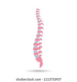 Vector human spine isolated silhouette illustration. Spine pain medical clinic, institute, orthopedic therapy diagnostic center, surgery logo element. Spinal icon symbol design. Concept of scoliosis