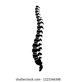 Vector human spine isolated silhouette illustration. Spine pain medical center, clinic, institute, rehabilitation, diagnostic, surgery logo element. Spinal icon symbol design. Concept of scoliosis