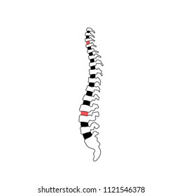 Vector human spine isolated silhouette illustration. Spine pain medical center, clinic, institute, rehabilitation, diagnostic, surgery logo element. Spinal icon symbol design. Concept of scoliosis
