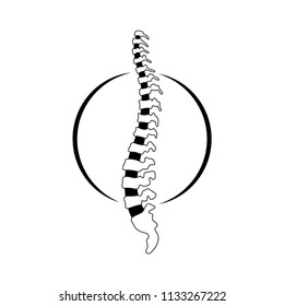 Vector human spine isolated silhouette illustration. Spine pain medical center, clinic, institute, rehabilitation, diagnostic, surgery logo element. Spinal icon symbol design. Concept of scoliosis