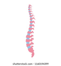 Vector human spine isolated silhouette illustration. Spine pain medical center, clinic, institute, rehabilitation, diagnostic, surgery logo element. Spinal icon symbol design. Concept of scoliosis