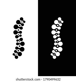 Vector human spine isolated silhouette illustration. Spine pain medical center, clinic, institute, rehabilitation, diagnostic, surgery logo element.