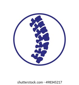 Vector  human spine isolated silhouette illustration. Spine pain medical center, clinic, institute, rehabilitation, diagnostic, surgery logo element. Spinal icon symbol design. Concept of scoliosis