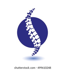 Vector  human spine isolated silhouette illustration. Spine pain medical center, clinic, institute, rehabilitation, diagnostic, surgery logo element. Spinal icon symbol design. Concept of scoliosis