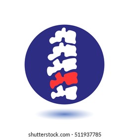 Vector  human spine isolated silhouette illustration. Spine pain medical center, clinic, institute, rehabilitation, diagnostic, surgery logo element. Spinal icon symbol design. Concept of scoliosis