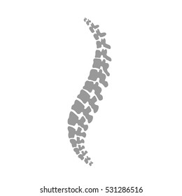 Vector  Human Spine Isolated Silhouette Illustration. Spine Pain Medical Center, Clinic, Institute, Rehabilitation, Diagnostic, Surgery Logo Element. Spinal Icon Symbol Design. Concept Of Scoliosis